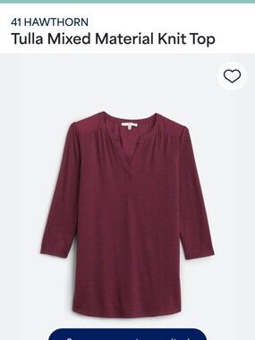 41 Hawthorn Berry Mixed-Material Split V Knit Tunic